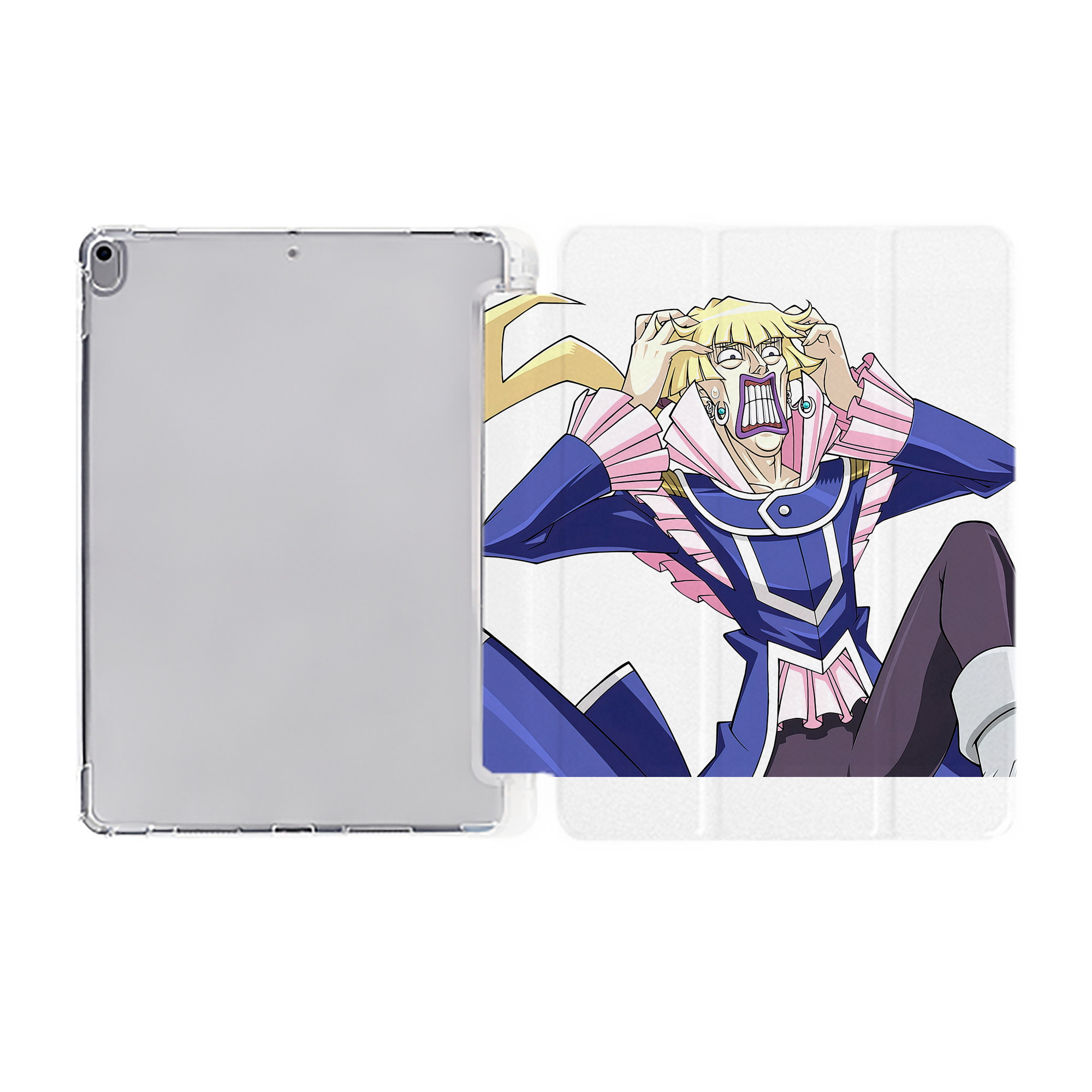 （画像用） 遊☆戯☆王 Yu-Gi-Oh! IPad ケース ペン収納付き 三つ折りスタンド PUレザー×シリコン 対応機種9.5/10.5/10.9インチ